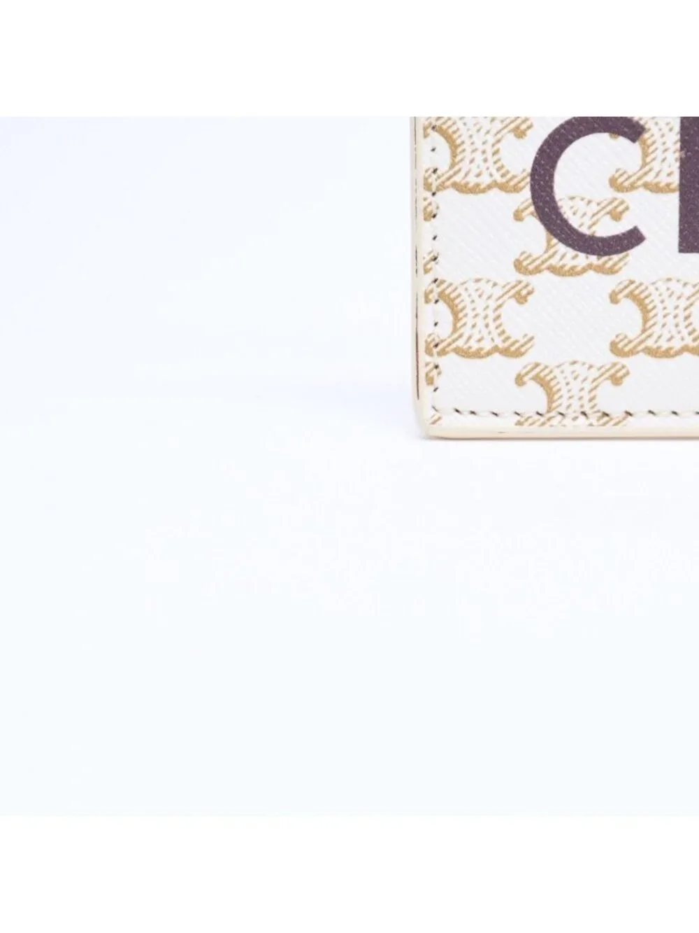 Celine Card Case Triomphe Canvas Brown White